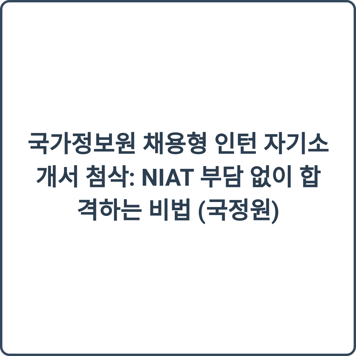 국가정보원 채용형 인턴 자기소개서 첨삭: NIAT 부담 없이 합격하는 비법 (국정원) 2 국가정보원 채용형 인턴 썸네일