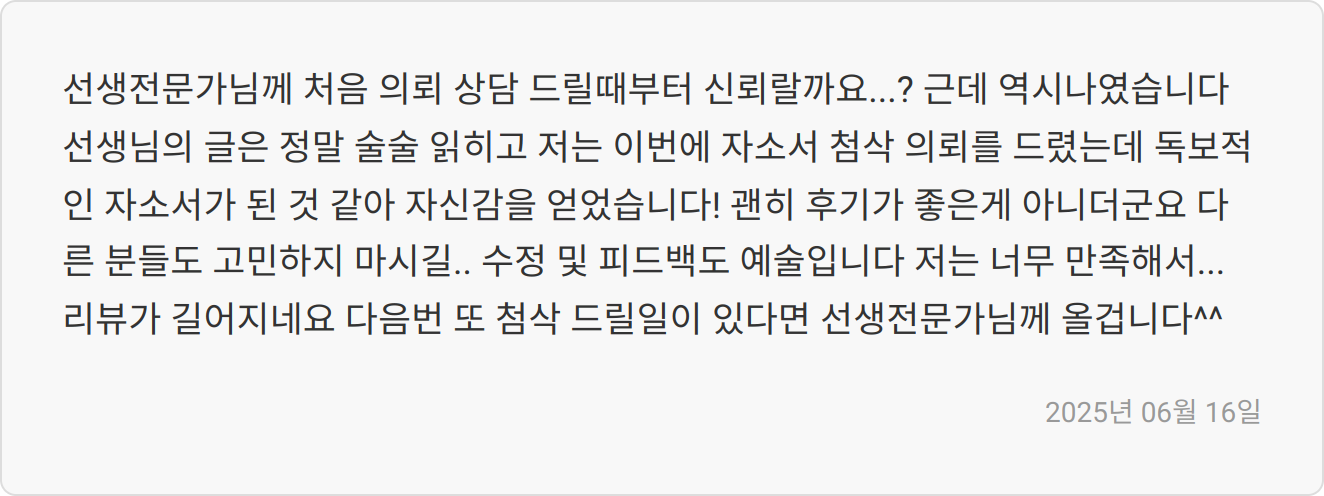 자소서 첨삭 리뷰