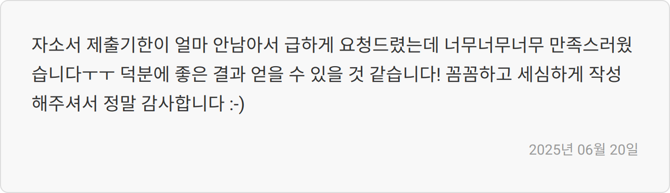 자소서 첨삭 리뷰